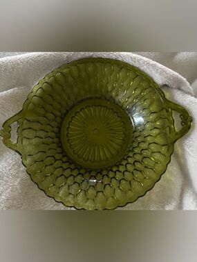 Vintage Green Indiana Glass Candy Bowl/dish